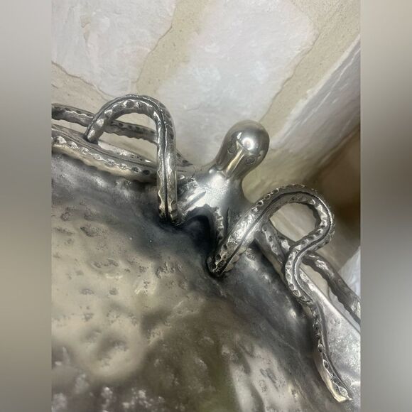 Octopus sever ware/platter silver hammered finished - Picture 4 of 4
